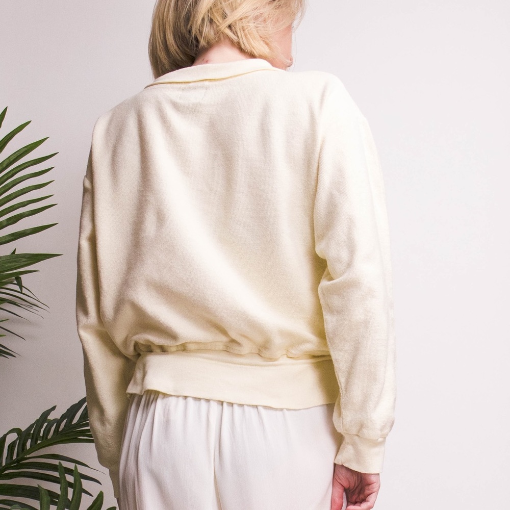 ❌SOLD❌Vintage cream knit drawstring polo sweater - Picture 6 of 8